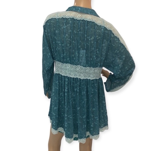 FREE People green combo Sheer Romance Mini Dress size Small - Picture 10 of 16